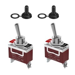 2Pack 30A 12V Toggle Switch Heavy Duty SPST 2Pin Waterproof Cover ON/OFF Kit