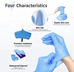 1000pcs (1 Case, 10 Boxes of 100ct) 4 Mil Grade A ISO Nitrile Gloves Large Size