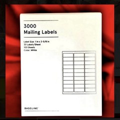 5 PACKS Baseline Blank Address Mailing Labels 3000 Per Pack Size 1”x 2-5/8″