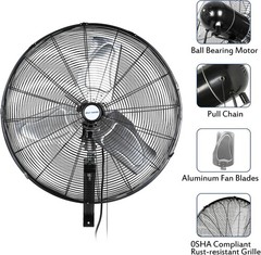 BILT HARD 6500 CFM 24″ Industrial Wall Fan 3 Speed for Garage UL Listed