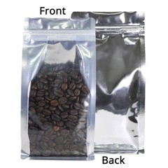 Variety Sizes Clear Front Silver Back Mylar Gusset Side Stand up Zip Lock Bag M3