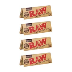 Raw Unrefined Classic 1.25 1 1/4 Size Cigarette 50 Count (Pack of 4), Yellow