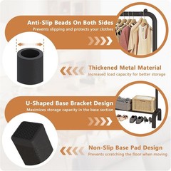 Stylish Black Clothing Rack with Bottom Shelf for Efficient Garment Organization
