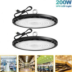 2Pcs 200W UFO Led High Bay Light Industrial Commercial Factory Warehouse 90-277V