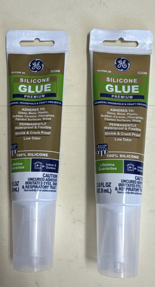 LOT OF 2 GE Specialty Projects Premium Silicone Glue Clear 2.8 Oz. Tube 2823396