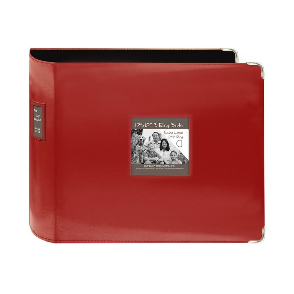 Red 12×12 Storage Binder Pioneer 3 Ring Sewn Leatherette Album