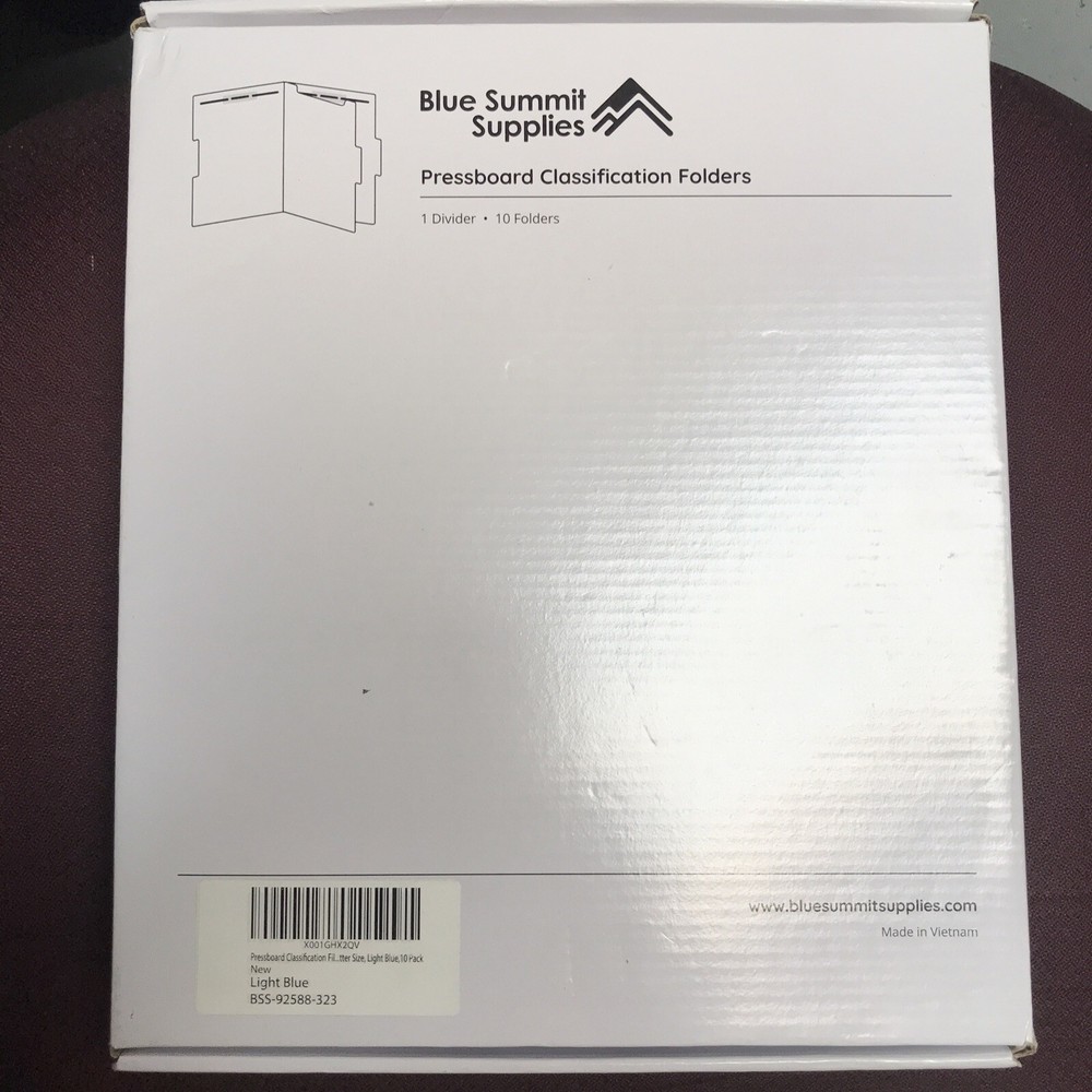 Blue Summit Supplies Presboard Classification Folders Light Blue – 1 Divider