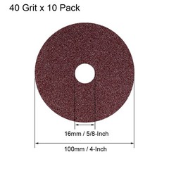 4-Inch x 5/8-Inch Aluminum Oxide Resin Fiber Discs Center Hole 40 Grit 10Pcs