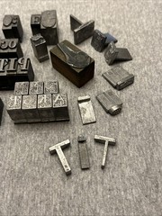 Letterpress Printing Block Mixed Lot Letters, Numbers, Symbols, BB & S Chicago