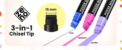 Jumbo Acrylic Paint Markers – 12 Vibrant Colors, 3-in-1 15mm Chisel Tip,