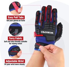 WORKPRO Heavy Duty Work Gloves w/PVC Protection Synthetic Leather Wear-Resistant