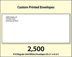 2500 Custom Printed #10 Commercial Regular Envelopes Full Color Digital Printing