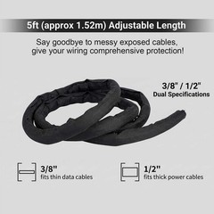 LOT Cord Protector Wire Loom Cable Sleeve Split Tubing Self Wrap Management