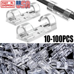 10-100 Cable Clips Self-Adhesive Tie Cord Management Wire Holder Organizer Clamp