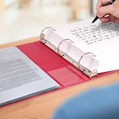 Samsill 0.5 Inch 3 Ring Binder, Economy Round Ring, Clear View 4-Pack, Red