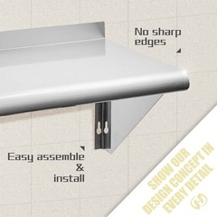 Hally Stainless Steel Shelf 12 x 24 Inches 230 lb, NSF Commercial Wall Mount …