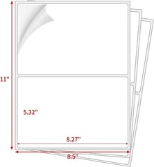 Shipping Label 8.5 x 5.5 Half Sheet 2 Per Sheet Self Adhesive Paper Rounded UPS