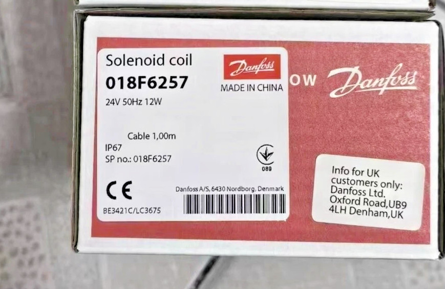 1PC- Danfoss 018F6257 Solenoid Coil 1m Cable BF024AS- Brand new