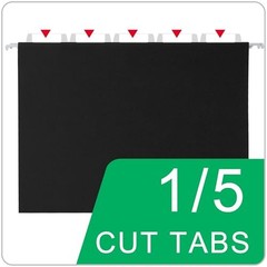25 Pack Black Hanging File Folders Letter Size 8.5 x 11 in with Tabs and Inserts