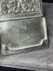 Antique Silver Tone Handcrafted Business Card Holder 2.3/4″ x 3.3/4″