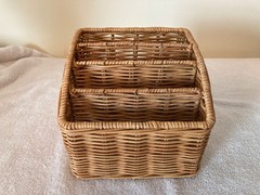 Hold Everything Wicker Letter Holder Organizer 4 sections Made in Philippines