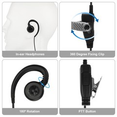 PTT Mic Swivel Earpiece for Motorola Radio Walkie Talkies CP200 CLS1410 CLS1110