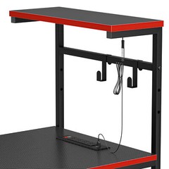 44″ Computer Desk w/ Power Outlets Led Desk 4 Tiers Reversible Shelf Hook & Side