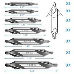5 Pc Set NC Spotting Drill 8% Cobalt HSS 1/8 to 1/2″ 90 Degree CNC Machine
