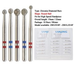 Dental Diamond Burs Zirconia Cutting FG Burr Football Round End Taper Cylinder