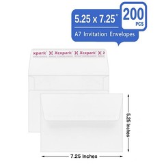 Xxcxpark 200 Qty Printable A7 200 Envelopes (5.25″ x 7.25″), White