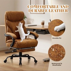 500LB Ergonomic Office Chair for Big & Tall Users Adjustable w/Footrest,Wide Sea