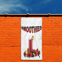 Vertical Vinyl Banner Multiple Sizes Smoothies with Background B Outdoor