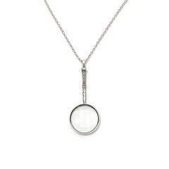 Vintage 925 Sterling Silver Magnifying Glass Necklace – 10X Loupe Monocle Nec…