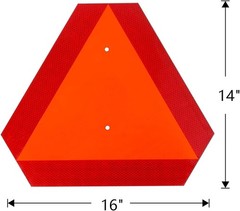 Reflective Slow Moving Vehicle Sign | 14″ x 16″ Heavy Duty Triangle for Tractors