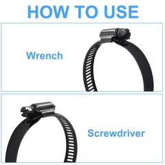 Litoexpe 2.5 Inch Stainless Steel Worm Gear Hose Clamp 4 Pcs, Inch, Black