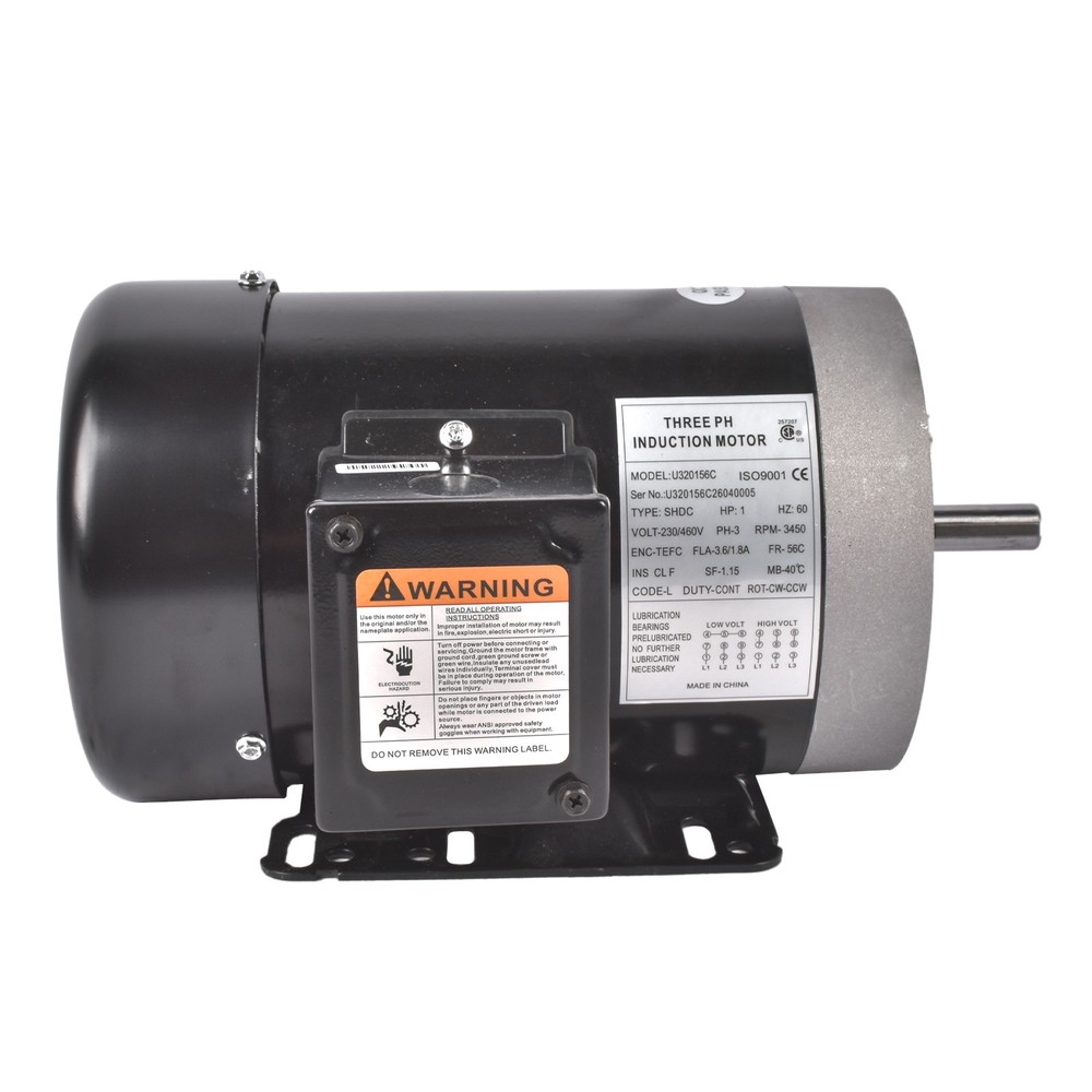 3 Phase AC Motor 1HP 3450 RPM 3PH, 208-230V/460V, 56C/TEFC, WITH BASE, 60 HZ New