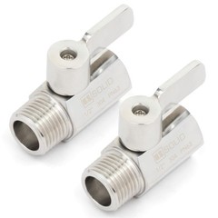 U.S. Solid 2pcs 304 Stainless Steel Mini Ball Valve 1/2 in FNPT x 1/2 in MNPT