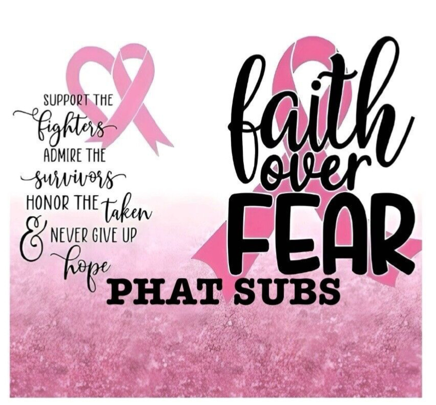 20oz Sublimation Tumbler Wrap Faith Over Fear Breast Cancer Ready To Press