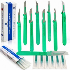 10 Stainless Steel Disposable Sterile Scalpels With Graduated Plastic Handle