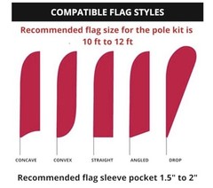 2 Pack-15ft Fiberglass Swooper Pole For 12ft Feather Flag HeavyDuty Ground Stake