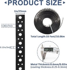 Metal Strap 1-Inch x 33FT 0.6mm Thickness for Pipe Support Pipe Hanger Strap