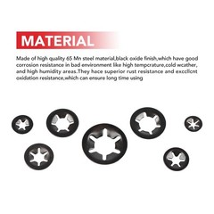AOKOLL 350PCS Internal Tooth M3, M4, M5, M6, M8, M10, M12 millimeters, Black