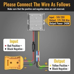 2 Pack 20V to 12V Step Down Converter Compatible with DeWalt 20V Battery Adapter