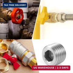 5 PCS 3/8″ NPT Male Pipe Plug Stainless Steel Pipe Plug Fitting Set Hex Counter