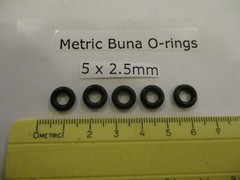 5mm ID x 10mm OD x 2.5mm thick O-ring. Buna-70. Quan 5.