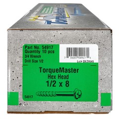 Blue Ruspert Large Diameter Hex Masonry Screws, 10 Pieces – 1/2″ x 8″