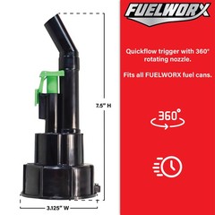 Fuelworx Stackable Easy Pour 5 Gal Vented Fuel Can Made in USA CARB Compliant