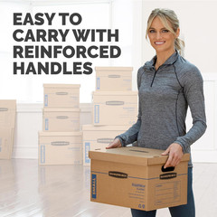 Bankers Box Small Classic Moving Box 10 Pack, Reinforced Handles, Tape-Free Asse