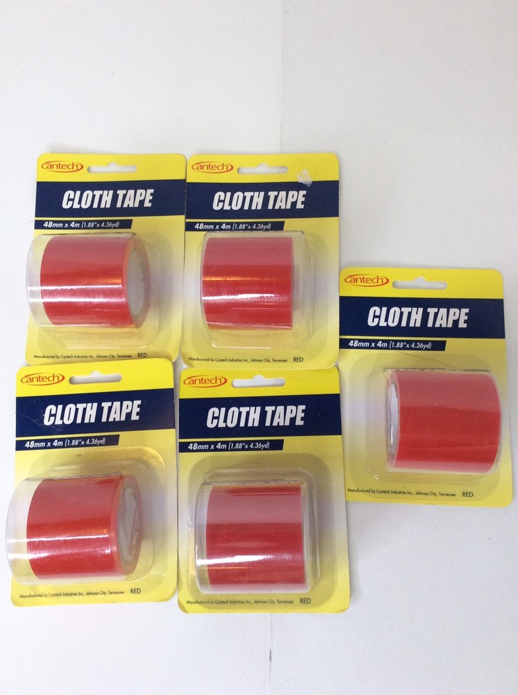 CANTECH Cloth Duct Tape 48mmX4m 1 88in X 4 36yd RED 5 Roll LOT Strong Tape NEW