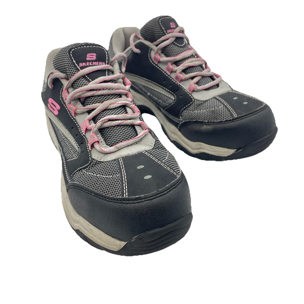 Skechers Work Steel Toe Women’s Size 11 Shoes Memory Foam Pink Black Gray